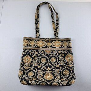 Vera Bradley Retired Pattern Caffé Latte Quilted Bag Handbag Large Black/Brown